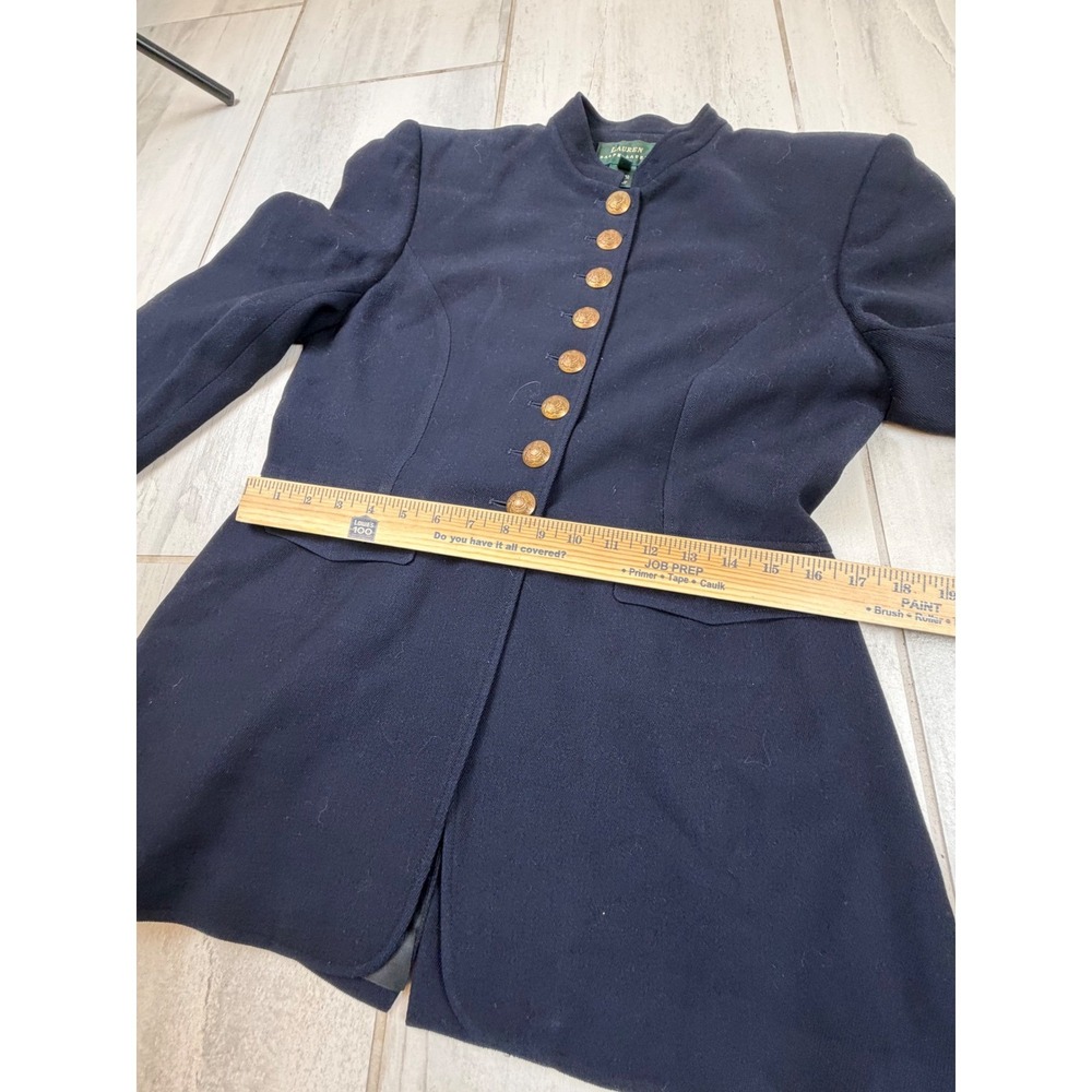 Vintage Lauren Ralph Lauren Navy Blue Wool Skirt Suit Gold Crest Buttons Size 12 - Picture 5 of 13
